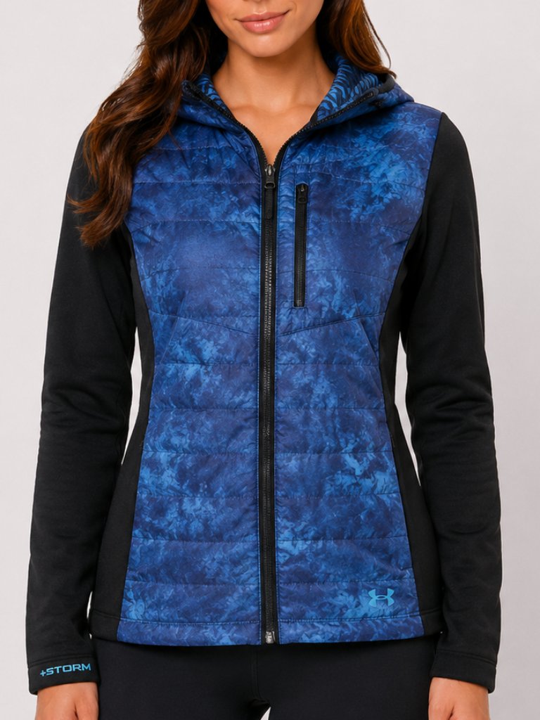 Under Armour Coldgear Infrared Hooded Jacket Xs Blue Black Storm Puffer Hybrid